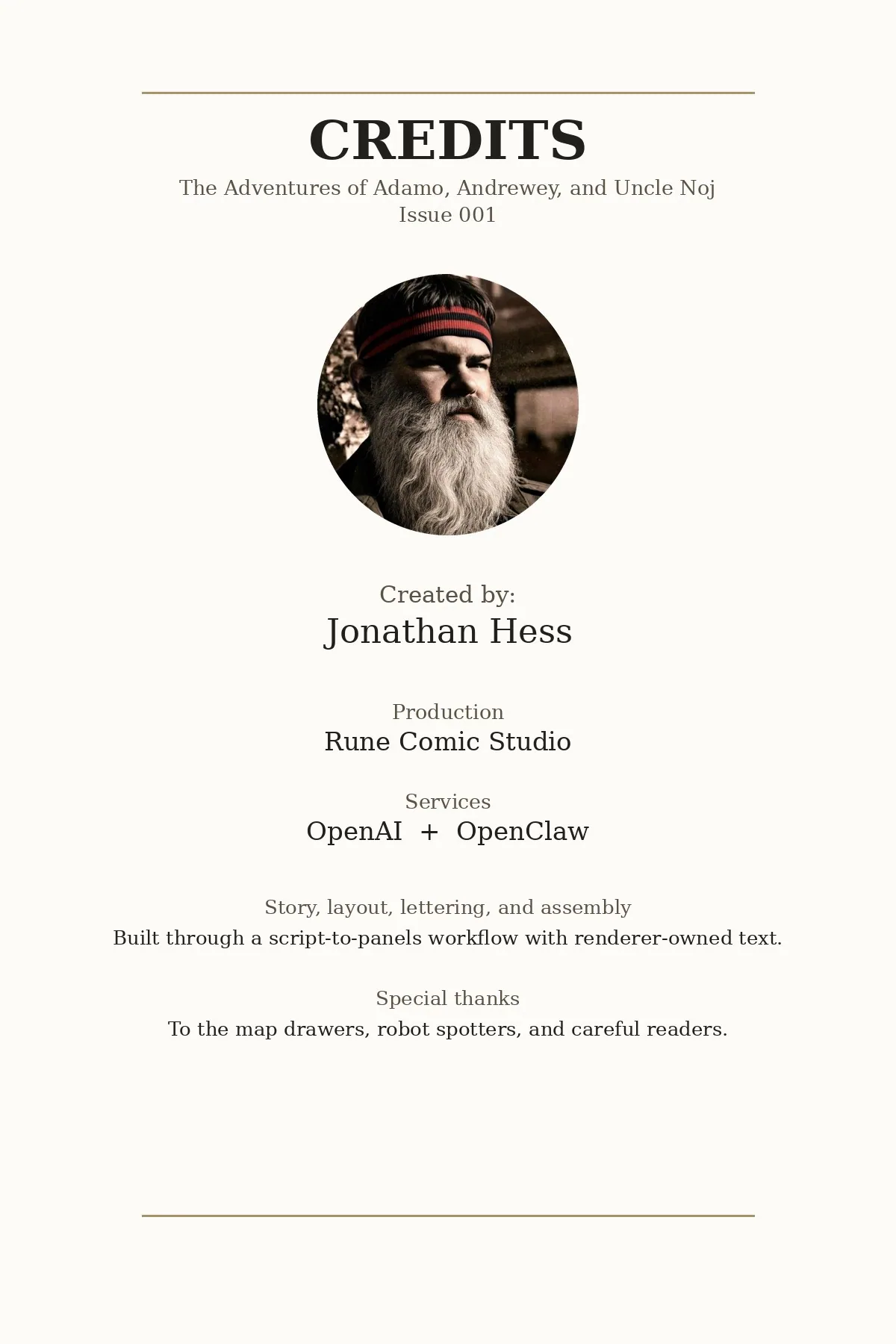Issue 001 Credits